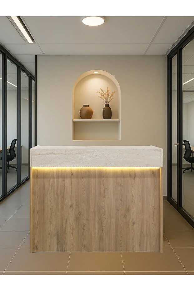 Wilko Çekmeceli Led Işıklı Karşılama Bankosu 110cm Sepet Traverten